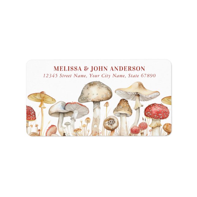 Joli Étiquettes de adresse de champignons (Devant)