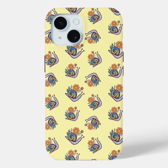 Joli étui pour iPhone Apple avec escargot arc-en-c (Verso)