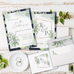 Joli Eucalyptus Feuille Monogramme Mariage de verd
