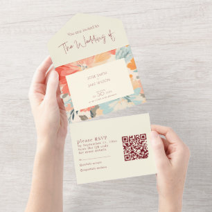 Joli faire-part de mariage de fleurs pastel et RSV