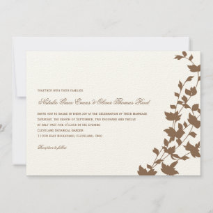 Joli Faire-part de mariage Feuille - Chocolat