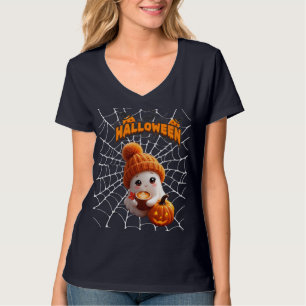 Joli Fantôme d'Halloween avec T-Shirt de Citrouill