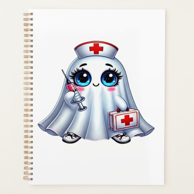 Joli fantôme d'Halloween dans un uniforme d'infirm (Devant)
