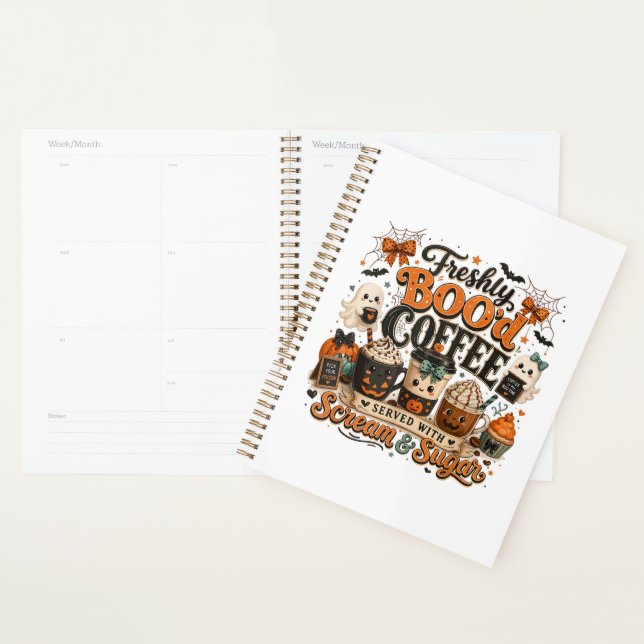 Joli Fantôme Ensorcelant Amateur de Café Halloween (Devant avec enveloppe)