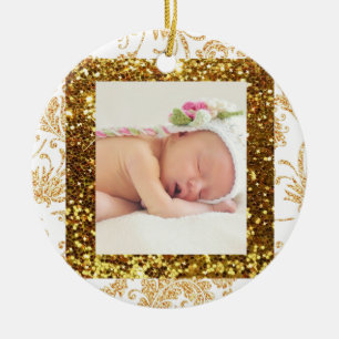 Joli Faux Parties scintillant Bébé Photo Ornement