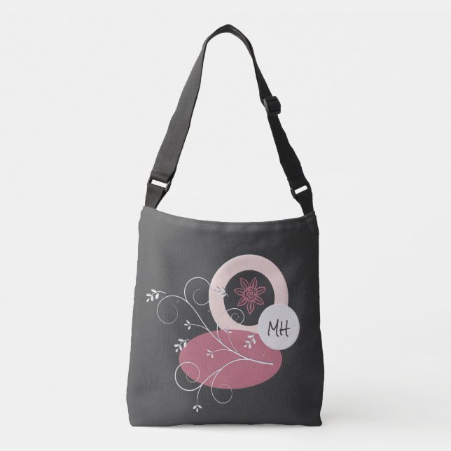 Joli Feuilles Abstraits Gris / Sac fourre-tout ros (Devant)