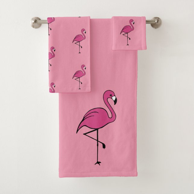 Joli Flamant rose Rose Serviettes De Bain Set Cade (En situation)
