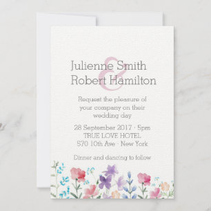 Joli Fleur sauvage Aquarelle Mariage Invitations