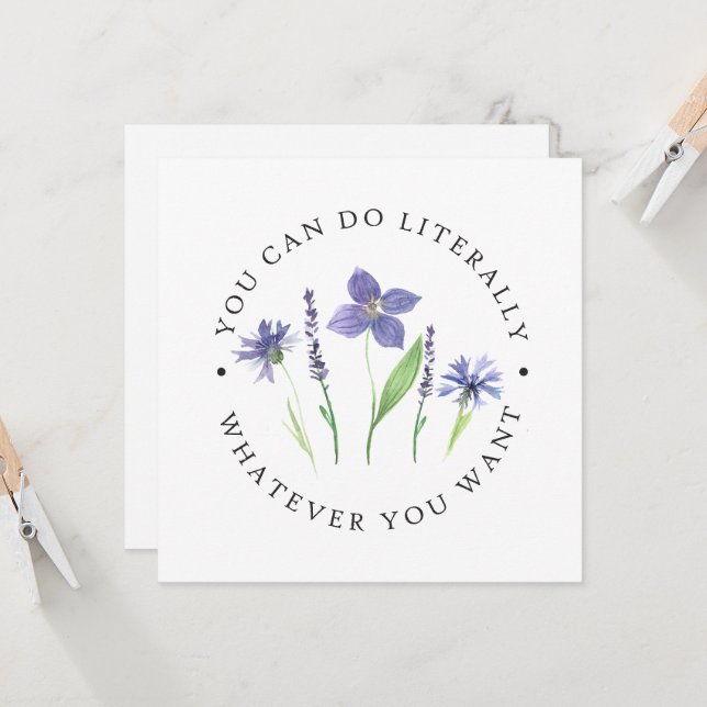 Joli Fleur sauvage d'aquarelle violet et lavande (Devant/Arrière en situation)