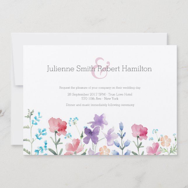 Joli Fleur sauvage | Invitations de mariage rustiq (Devant)