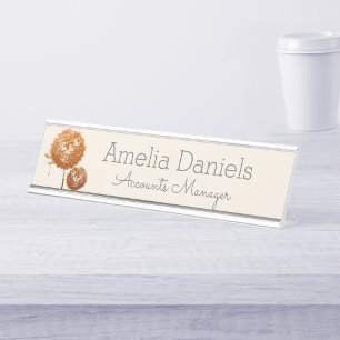Joli Fleur sauvage Monogramme Nom Plaque