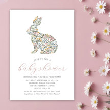 Joli Fleur sauvage Rabbit Baby shower Invitation