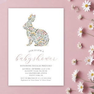 Joli Fleur sauvage Rabbit Baby shower Invitation
