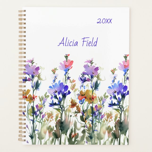 Joli Fleurs sauvages aquarelle | votre nom (Devant)