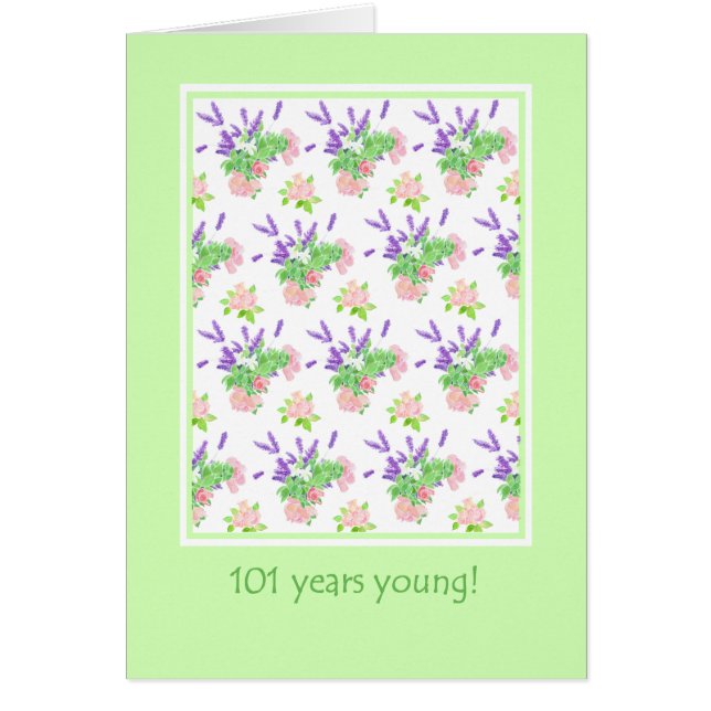 Joli Floral 101e anniversaire Salutation (Devant)