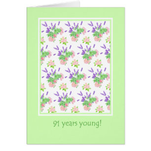 Joli Floral 91ème anniversaire Salutation