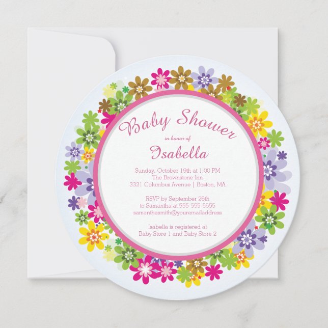 Joli Floral Baby Shower Invitations (Devant)