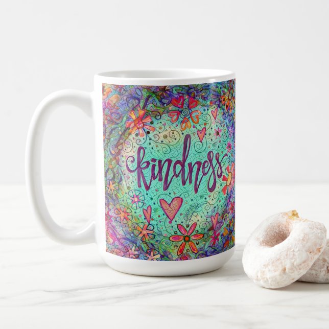 Joli floral bleu inspirationnel Mug (Avec donut)