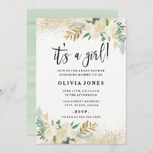 Joli Floral c'est une fille Baby shower Invitation