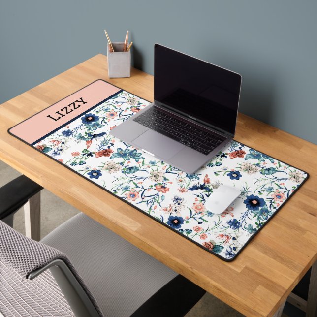 Joli Floral Personnalisé Nom Bureau Mat (Bureau 2)
