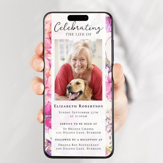 Joli floral Photo Funérailles Digital Invitation (Créateur téléchargé)
