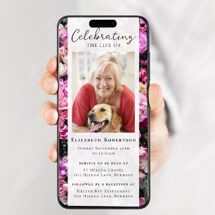 Joli floral Photo Funérailles Digital Invitation