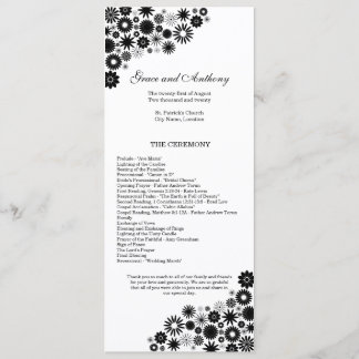 Joli Florals Programme de mariage noir
