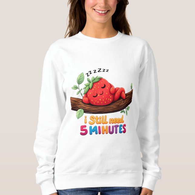 Joli Fraise Endormi – Sweat à Col Rond pour Femmes (Devant)