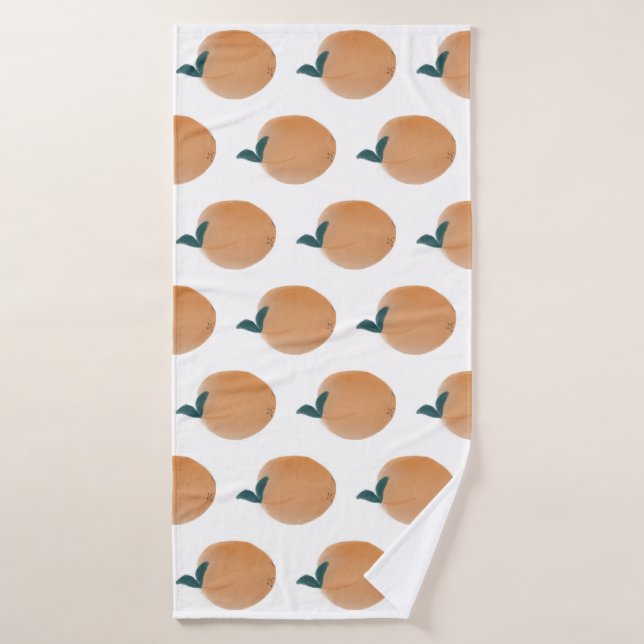 Joli fruit orange pêche dessiné à la main (Serviette de bain)