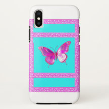 Joli Fuschia Holographic Butterfly iPhone X Coque