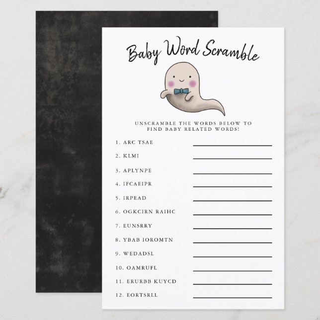 Joli garçon Ghost Baby Word Scramble Jeu (Devant / Derrière)