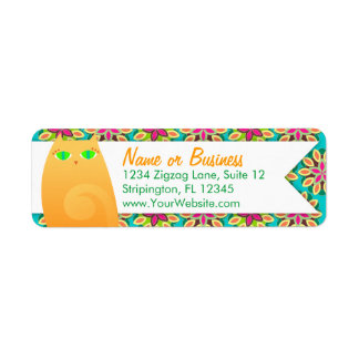 Joli gingembre Kitty sur Floral - Étiquettes perso