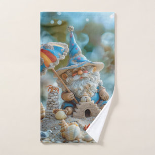 Joli gnome de plage avec parapluie
