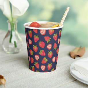 Joli gobelet en papier aux fruits de fraise d'été