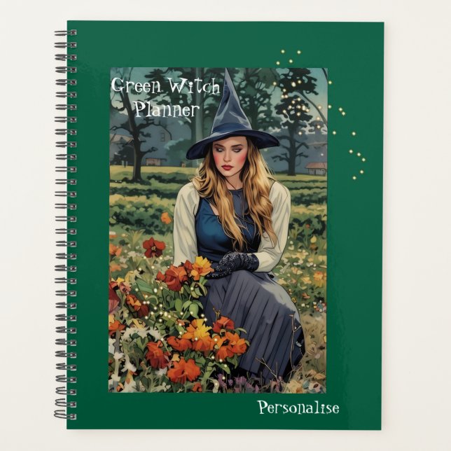Joli Green Sorcière Floral Journal personnalisé (Devant)