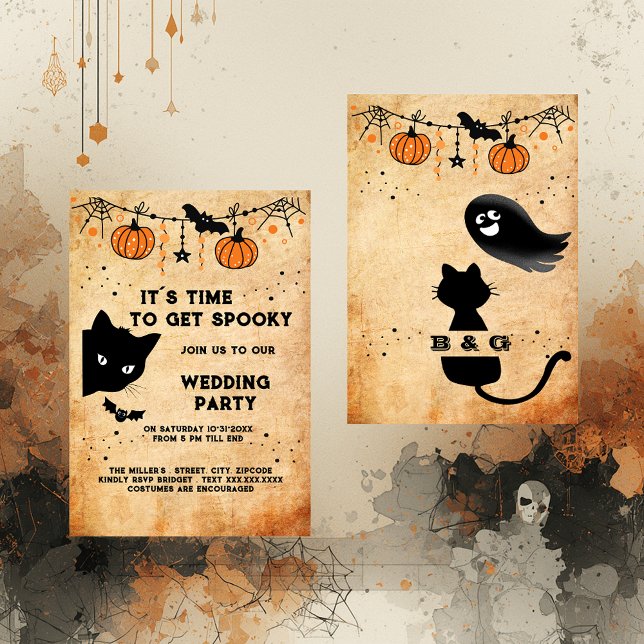 joli halloween chat noir invitation de mariage (Créateur téléchargé)