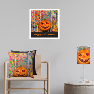 Joli Halloween Citrouille Face Poster