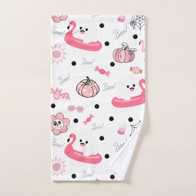Joli Halloween Tropical – Fantômes & Flam (Serviette à main)