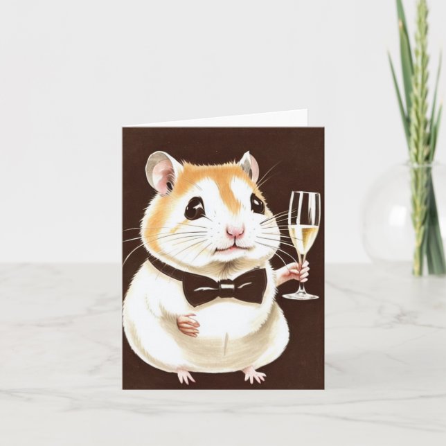Joli hamster avec carte de champagne (Devant)