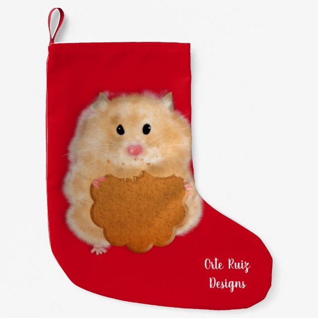 Joli hamster et chaussette de Noël avec biscuit (Devant)