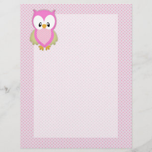Joli hibou rose pois rose motif impression