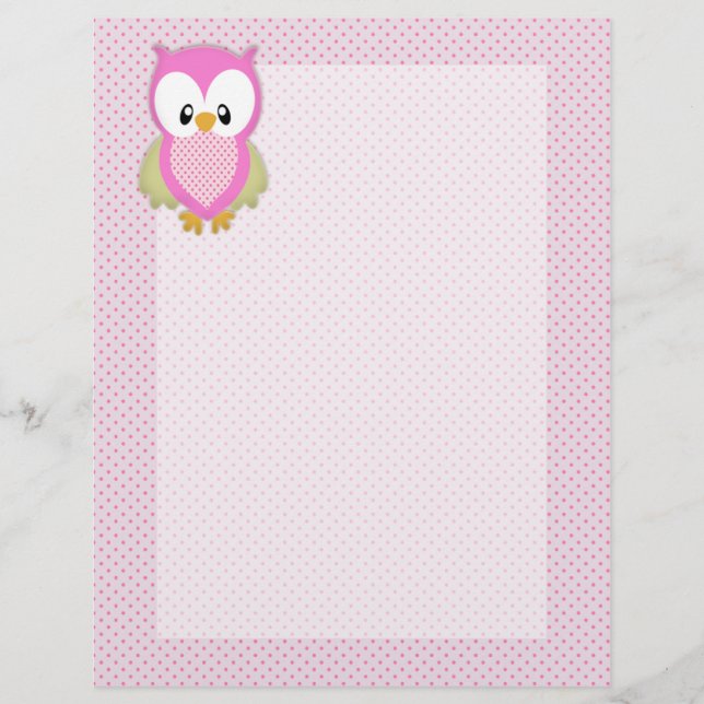 Joli hibou rose pois rose motif impression (Devant)