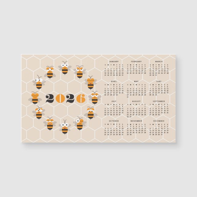 Joli Honey Bee Honeycomb Calendrier 2026 (Devant)
