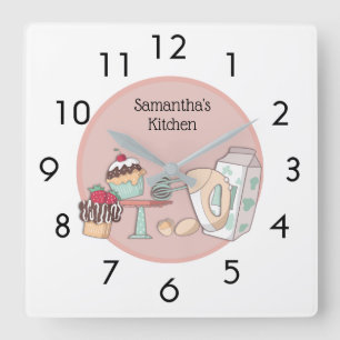 Joli horloge murale de cuisine cupcake rose person