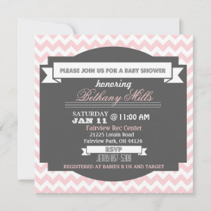 Joli Invitation Baby shower Chevron Rose