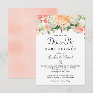 Joli Invitation de Baby shower Floral Peach