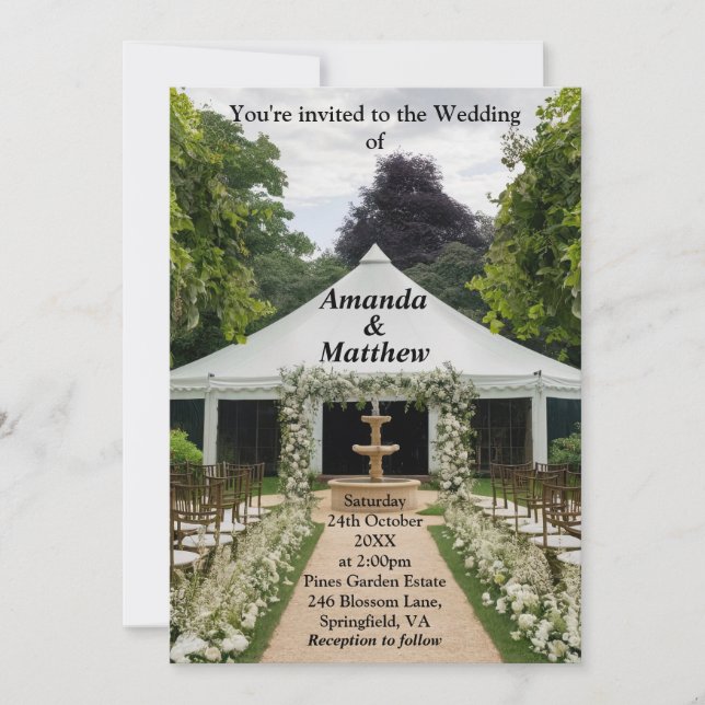 Joli jardin extérieur mariage invitation (Devant)
