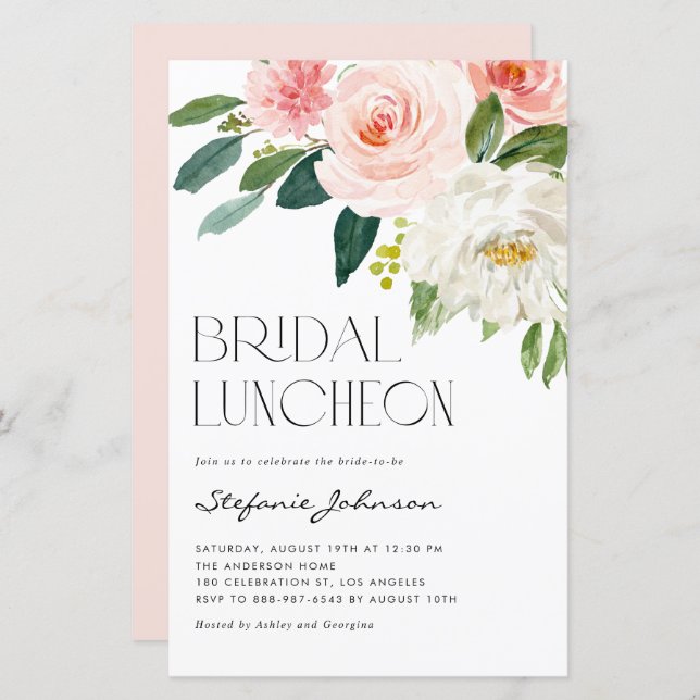 Joli jardin Florals Bridal Luncheon Invitation (Devant / Derrière)