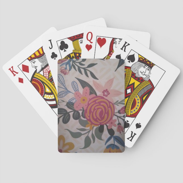 Joli jeu de cartes de poker à fleurs roses (dos)
