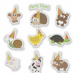 Joli jeu de stickers Animaux de fête